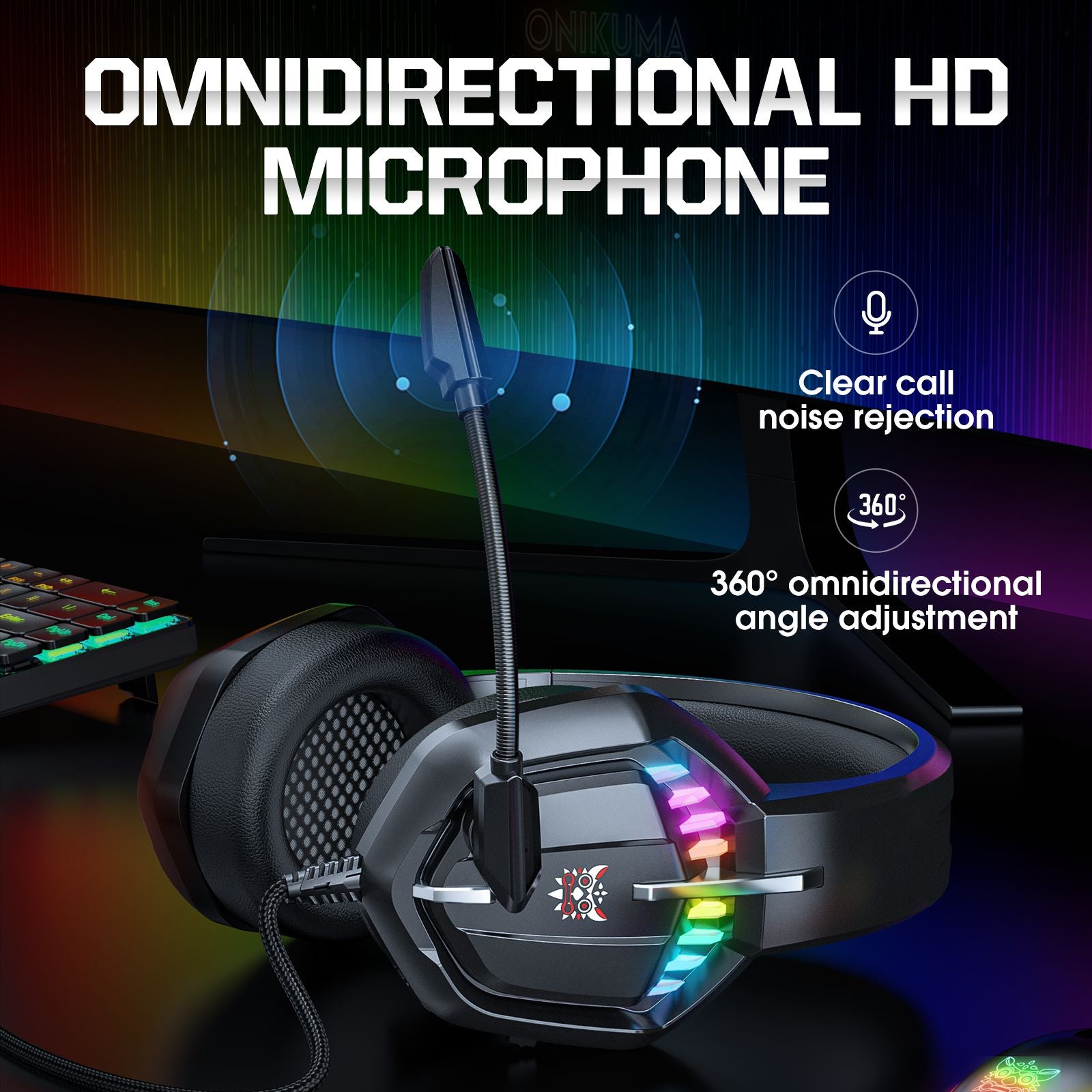 ONIKUMA X28 Wired Backlit Gaming Headset Noise Reduction Head Band Type Earphone ONIKUMA X28 Wired Backlit Gaming Headset Noise Reduction Head Band Type Earphone
